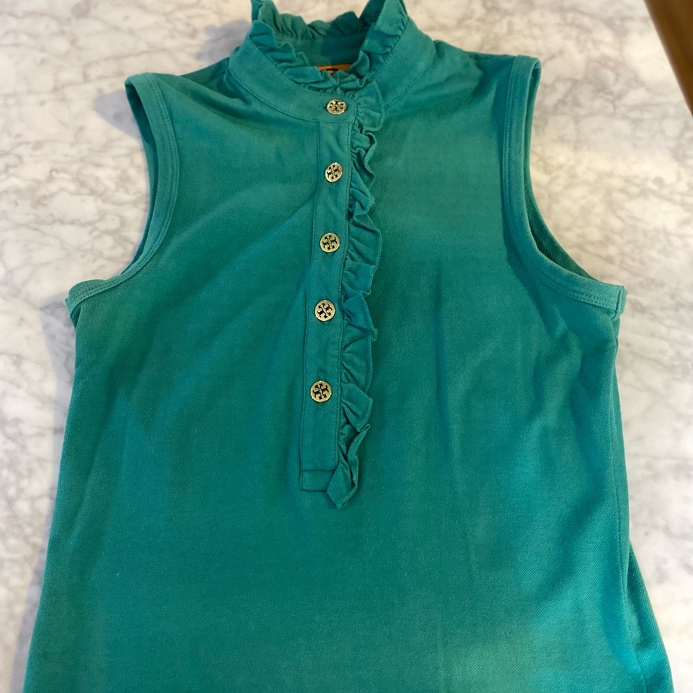 Tory Burch Teal Ruffle Blouse